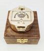 Handmade Brass Compass with Wooden Case for Best Man Hiking Camping Hunting Trekking Sailing Adventure Travelling Graduation Day Birthday Gifts for Son Father Friend Brother view 1