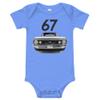 1967 Camaro SS Super Sport Front Grille American Muscle car Owner Hot Rod Drag Racing Cars Baby Onesie Short Sleeve one Piece Heather Columbia Blue view 1