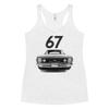 1967 Camaro SS Super Sport Front Grille American Muscle car Owner Hot Rod Drag Racing Women's Racerback Tank Heather White view 1