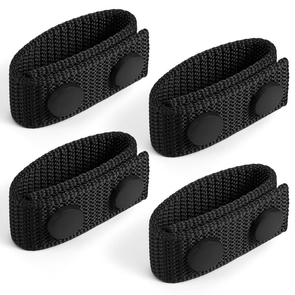 FRTKK Duty Belt Keeper with Double Snaps for 2" Wide Belt, Security Tactical Belt Police Military Equipment Accessories (Black-4Pack)