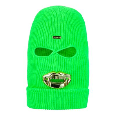 FK FORKICKS Knitted Balaclava Ski Mask - 3 Hole Full Face Winter Warm Beanie with Adjustable Thermal Fleece Lining for Men & Women Outdoor Sports (Skiing/Cycling/Hiking) Green