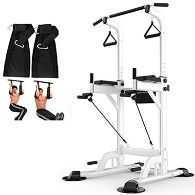 Home Gym Exercise Gym Power Tower, Dip Station Pull Up Bar, Height Adjustable Power Tower Station, for Strength Training, Workout Abdominal Exercise, for Home, Officewhite-Cantilever Belt ( Color : Wh