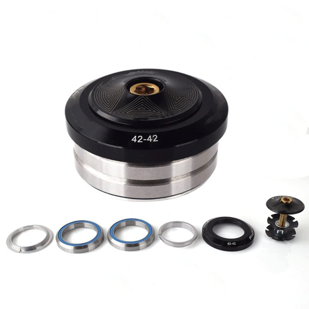 1-1/8" Mountain Bike Headsets 44mm, Bike Headset Spacer, Headset Kit, Bearing Straight Tube Fork Internal (Color : Black, Size : 42 * 42mm)
