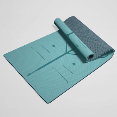 VIROGE Widened TPE Yoga mat Home Thickened Anti Slip Fitness mat soundproof Jump Rope Floor mat Home Dance mat Wholesale Light Blue - Dark Blue - asana line - Pure mat