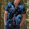 Octopus Hawaiian Shirts for Men,Funny Tropical Horror Hawaiian Shirt, Halloween Button Down Mens Hawaiian Shirts Short Sleeve 1 view 2