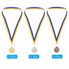 PATIKIL 2" Ping Pong Medals, 3 Pack Table Tennis Award Medals Set Gold Silver Bronze Medal with Ribbon Blue Yellow for Games Sports Competitions view 3