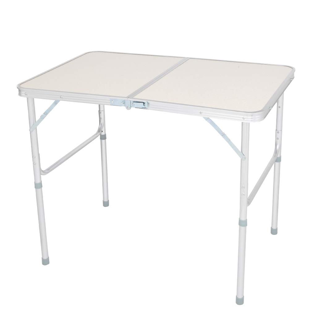BAYUELSWU Small Folding Camping Table, Portable Folding Table Adjustable Height, 2 Feet Lightweight Aluminum Camping Table for Picnic Cooking Beach, 90 x 60 x 70 cm