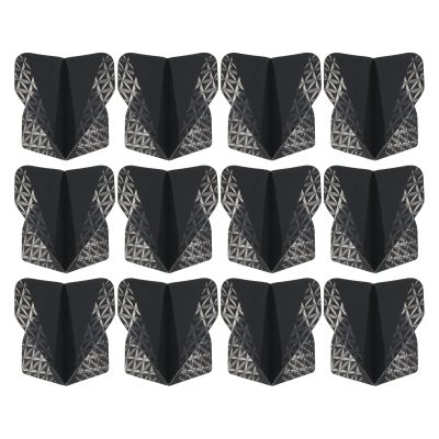 PATIKIL Dart Flights, 12 Pack PET Standard Darts Accessories Replacement Parts for Soft & Steel Tip, Black, Gray