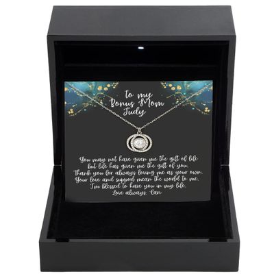 Double Crystal Circle Necklace Luxury Box Bonus Mom Gift, Step Mom, Bonus Mom, Foster Mom Gift, Bonus Mom Necklace, Unbiological Mom, Stepmom Gift