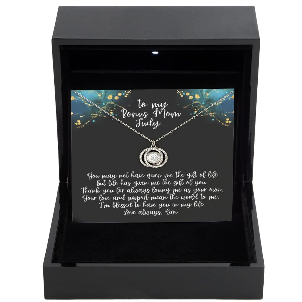 Double Crystal Circle Necklace Luxury Box Bonus Mom Gift, Step Mom, Bonus Mom, Foster Mom Gift, Bonus Mom Necklace, Unbiological Mom, Stepmom Gift