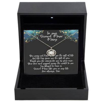 Double Crystal Circle Necklace Luxury Box Second Mom Gift, Second Mother Gift, Stepped Up Mom, Gifts for Second Mom, Stepmom Necklace, Step Mom Jewe