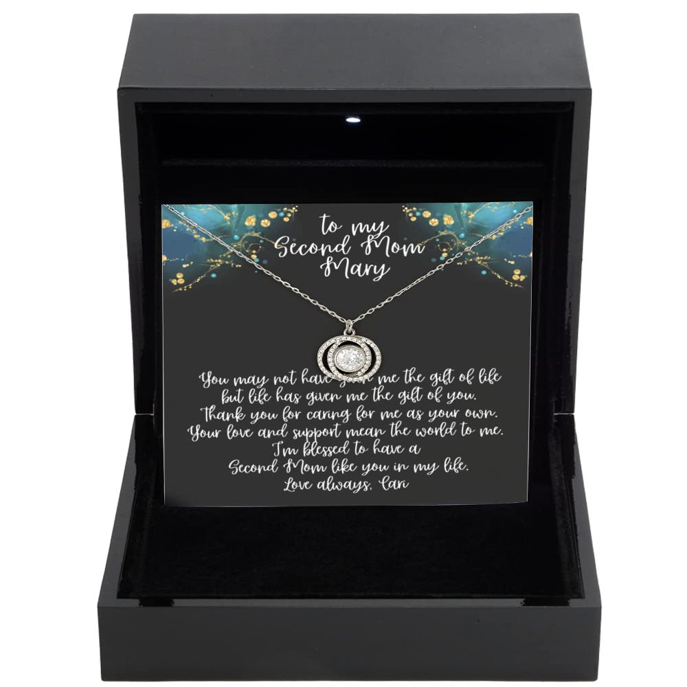 Double Crystal Circle Necklace Luxury Box Second Mom Gift, Second Mother Gift, Stepped Up Mom, Gifts for Second Mom, Stepmom Necklace, Step Mom Jewe