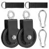 2 Pack 3.54 in Cable Pulley 360 Rotation Traction Wheel with Hanging Straps and Carabiner,Silence Smooth Detachable for DIY Gym Pulley System,DIY Gym Attachment Lifting Blocks,Ladder Lift,Hoists view 1
