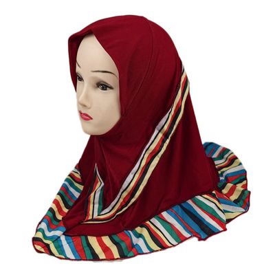 Hcclijo 2-6Year Muslim Kids Girls Hijab Hat One Piece Islamic Ready to Wear Hijabs Scarf Turban Caps Scarf Shawl Wrap 0657-02