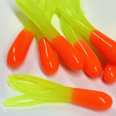100 Crappie Tube Jig Skirts Orange/Chartreuse