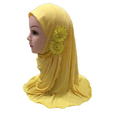 Hcclijo 2-6Year Muslim Kids Girls Hijab Hat One Piece Islamic Ready to Wear Hijabs Scarf Turban Caps Scarf Shawl Wrap 123-07