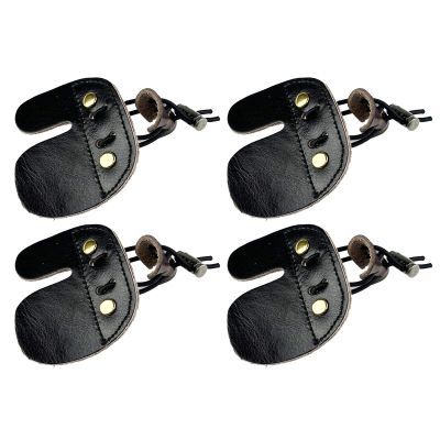 Miokun 2/4/6 Pack Leather Archery Finger Tabs, Adjustable Finger Guard Protective Gear,Right Hand (2)