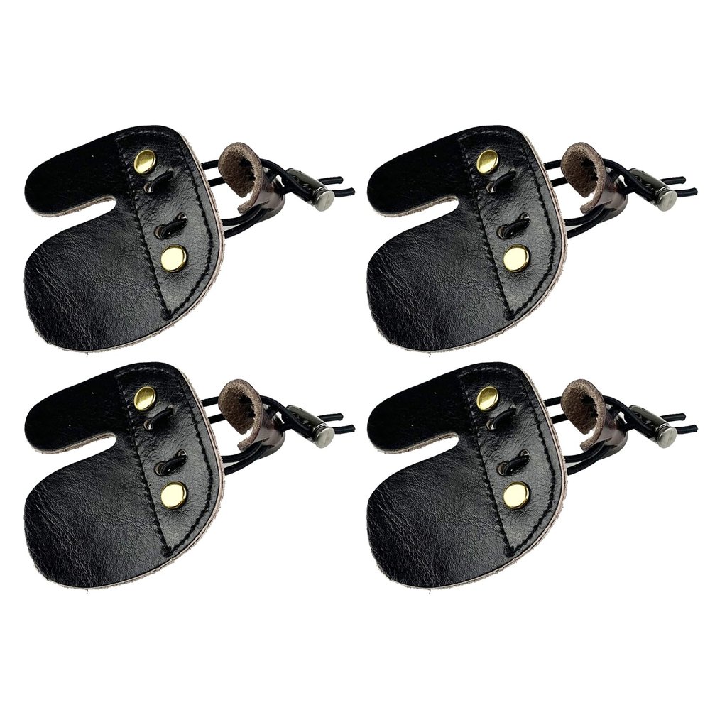 Miokun 2/4/6 Pack Leather Archery Finger Tabs, Adjustable Finger Guard Protective Gear,Right Hand (2)