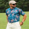 APTRO Golf Shirts for Men, Moisture Wicking Hawaiian Polo Shirts Dry Fit with Print and Short Sleeve, P07 Blue Flower, Large view 2
