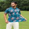 APTRO Golf Shirts for Men, Moisture Wicking Hawaiian Polo Shirts Dry Fit with Print and Short Sleeve, P07 Blue Flower, Large view 3