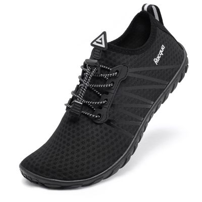 Racqua Men&Women Water Shoes Quick-Dry Non-Slip Aqua Shoes Outdoor Water Skiing Windsurfing Sailing Barefoot Beach Shoes Black 9.5 Women/8.5 Men