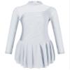 easyforever Girls Long Sleeve Glitter Rhinestone Figure Ice Skating Dance Dress Competition Roller Skater Costume White 16 Years view 1