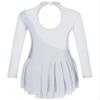 easyforever Girls Long Sleeve Glitter Rhinestone Figure Ice Skating Dance Dress Competition Roller Skater Costume White 16 Years view 2