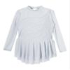 easyforever Girls Long Sleeve Glitter Rhinestone Figure Ice Skating Dance Dress Competition Roller Skater Costume White 16 Years view 3
