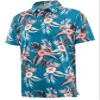 APTRO Golf Shirts for Men, Moisture Wicking Hawaiian Polo Shirts Dry Fit with Print and Short Sleeve, P07 Blue Flower, Medium view 1