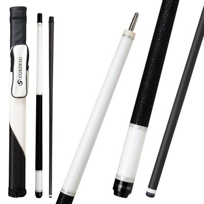 CUEDESG Carbon Fiber Pool Cue Stick 10.5mm/11.8mm/12.5mm,Low Deflection Pool Stick,Professional Cue Stick with Case (White_Leather Wrap_12.5mm)