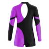 FEESHOW Leotards for Girls Gymnastics Children Long Sleeve Zipper Back Biketard Unitard Jumpsuit with Shorts Violet_B 16 Years view 2