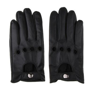 pistro Mens Vintage Leather Driving Gloves Lined Screen Touch Drive Gosling Gloves - Black, L