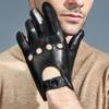 pistro Mens Vintage Leather Driving Gloves Lined Screen Touch Drive Gosling Gloves - Black, L view 4