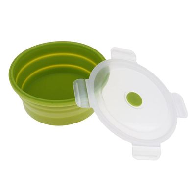 pistro Collapsible Silicone Food Storage Container, Foldable Camping Kitchen Bento Box for Hiking Backpacking Office Picnic BBQ, Reusable - Green, 900ml