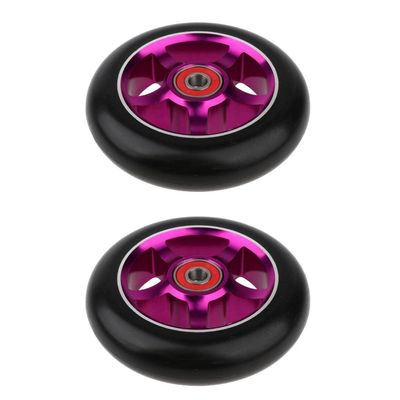 pistro 1 Pair Wheels 100mm - Pro Scooter Wheels 100mm Pair - Replacement PU Wheels for Stunt Scooter Accessories Spare Parts, Durable, Easy Install - Purple
