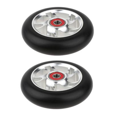 pistro 1 Pair Wheels 100mm - Pro Scooter Wheels 100mm Pair - Replacement PU Wheels for Stunt Scooter Accessories Spare Parts, Durable, Easy Install - White