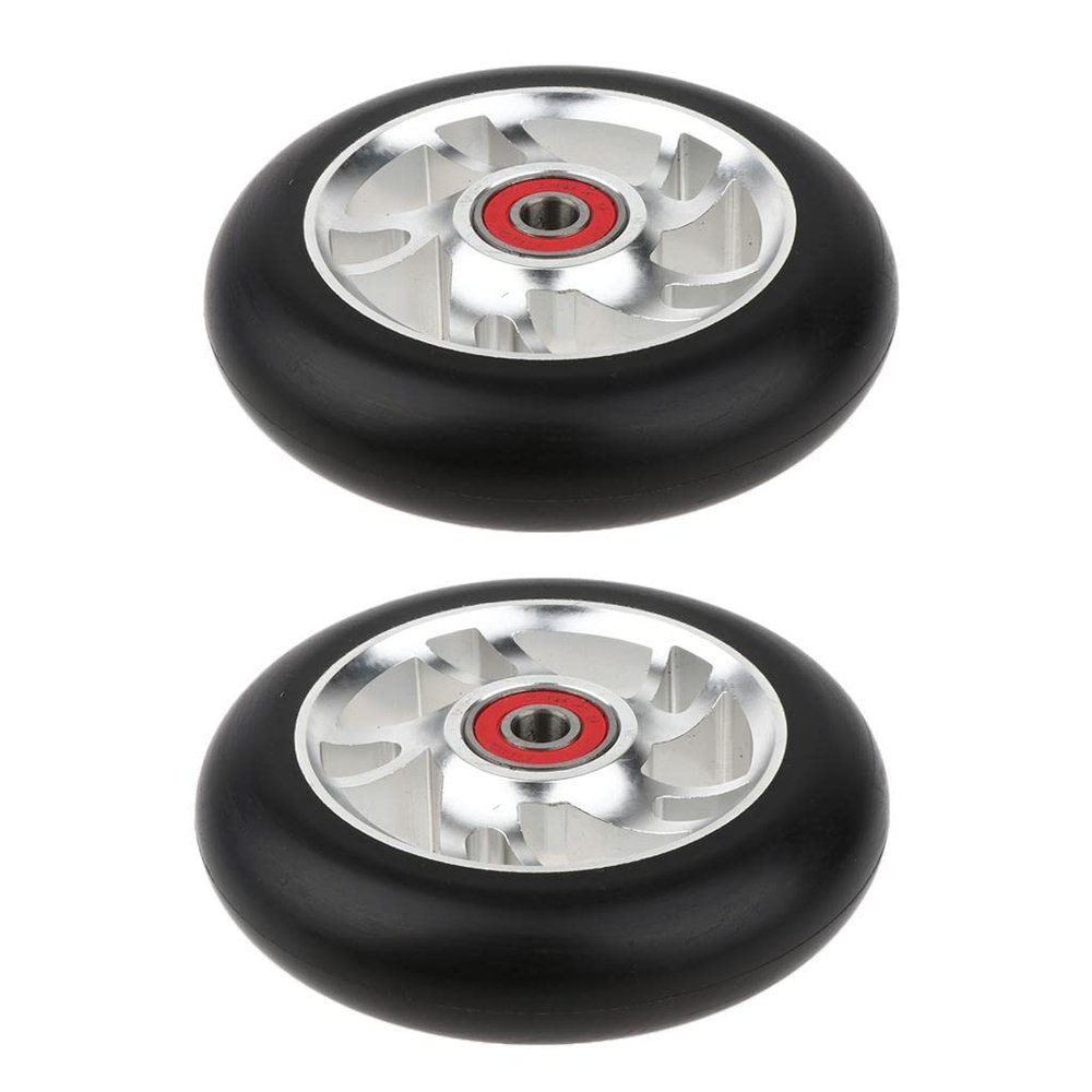 pistro 1 Pair Wheels 100mm - Pro Scooter Wheels 100mm Pair - Replacement PU Wheels for Stunt Scooter Accessories Spare Parts, Durable, Easy Install - White