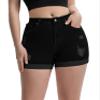 Romastory Women's High Waisted Elastic Jeans Shorts Folded Hem Hot Denim Shorts for Women (XX-Large, Frazzleblack) view 1