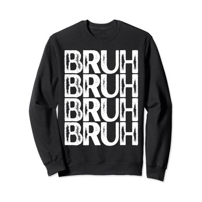 Bruh White Color Distressed Bruh Sweatshirt