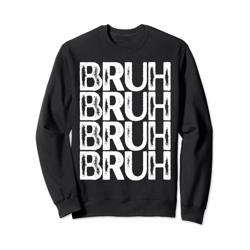 Bruh White Color Distressed Bruh Sweatshirt