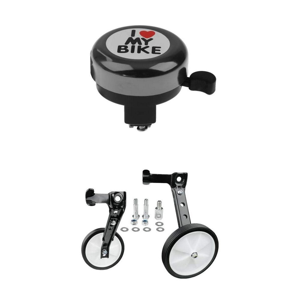 pistro Kids Bike Rear Stabilizer Training Wheel Mounted Kit 16-24inch - Black, Diameter: 10cm