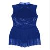 easyforever Girls Mesh Splice Rhinestone Tassel Dress Samba Jazz Tap Modern Latin Salsa Ballroom Costume Dancewear Royal Blue 14 Years view 4