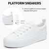 SERNIAL Womens White Platform Sneakers PU Leather Platform Shoes Walking Shoes for Women(White,US9) view 4