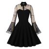 1950s Dresses for Women Keyhole Front Mesh Long Sleeve Dress Vintage Cocktail Swing Dress Pinup Dress 1960s Dresses for Women Rockabilly Prom Dress Flared Dress Wedding Black Bell Sleeve Dress c XL view 1