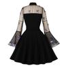 1950s Dresses for Women Keyhole Front Mesh Long Sleeve Dress Vintage Cocktail Swing Dress Pinup Dress 1960s Dresses for Women Rockabilly Prom Dress Flared Dress Wedding Black Bell Sleeve Dress c XL view 2