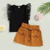 TheFound Newborn Baby Girls Clothes Sets Mesh Ruffles Sleeveless Ribbed Tanks Tops+Belt Button Mini Skirts Casual Outfits view 2
