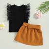 TheFound Newborn Baby Girls Clothes Sets Mesh Ruffles Sleeveless Ribbed Tanks Tops+Belt Button Mini Skirts Casual Outfits view 3