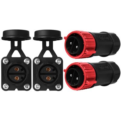 Trolling Motor Plug Receptacle Set, 12V/24V/ 36V/48V Plug for Trolling Motor/Down Rigger/Fishing Reel,Waterproof Marine Boat DC Power Connector,Red 2 Pack