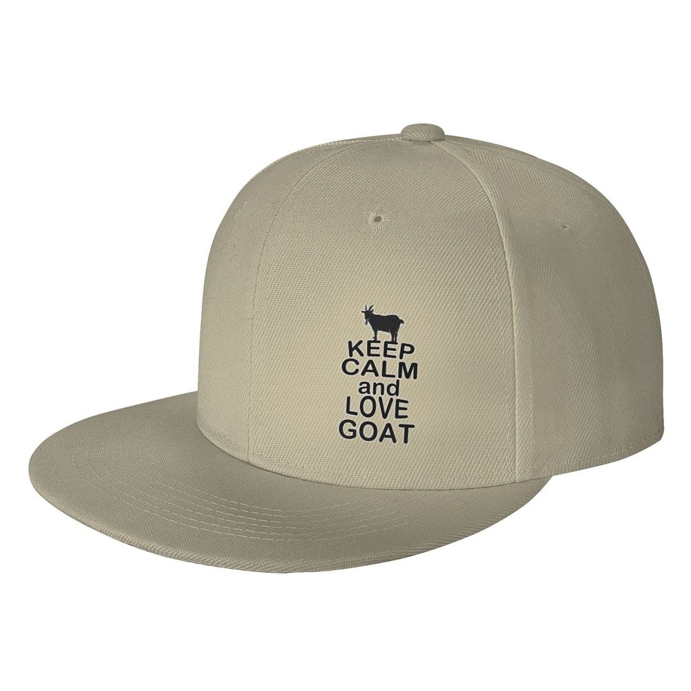 Keep Calm and Love Goat Hat for Men Women, Adjustable Baseball Cap Natural