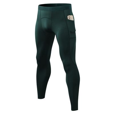 CARGFM Men's Compression Pants Leggings Athletic Running Basketball Tights Cycling Football Gym Workout Base Layer Underwear Deep Green